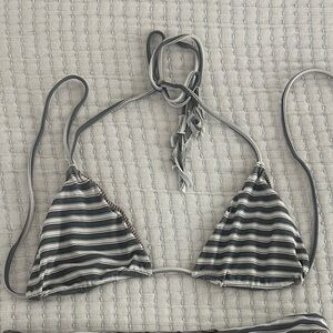 Acacia Striped Triangle Bikini Top in Gray and White